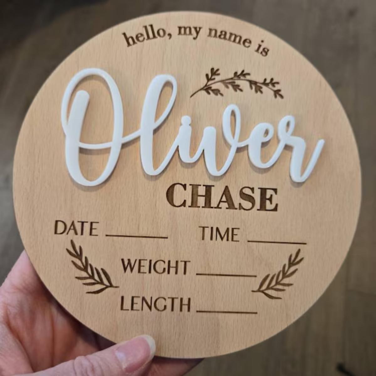 Halloween Party Supplies - 1Pc Custom Baby Announcement Sign Wooden