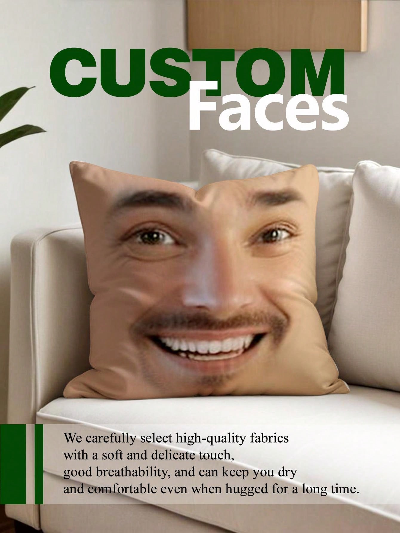 1pc Custom Face Square Pillow  - Halloween Party Supplies recension och pris