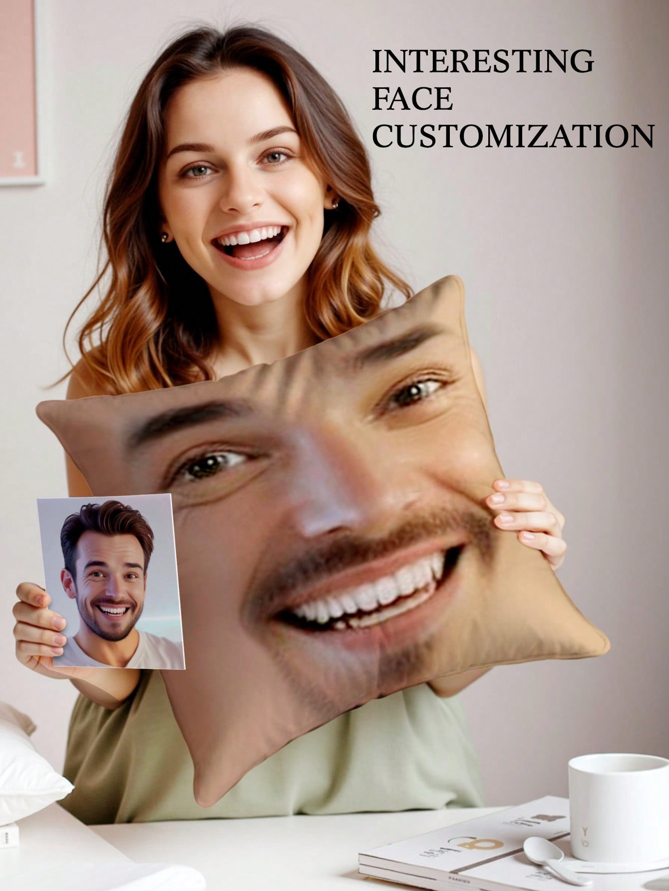 1pc Custom Face Square Pillow  - Halloween Party Supplies recension och pris