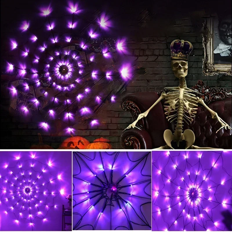 1-4PCS Halloween Spider Web LE - Halloween Led String Lights Orange recension och pris