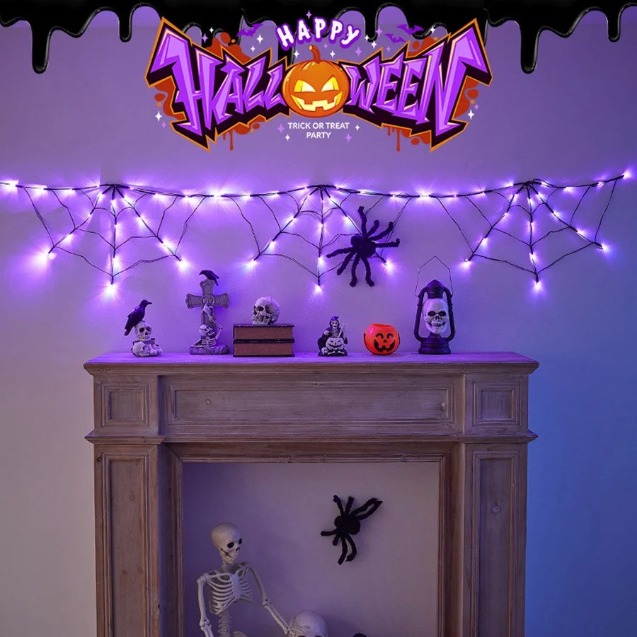 Halloween Spider Web String Li - Halloween Led String Lights Orange recension och pris