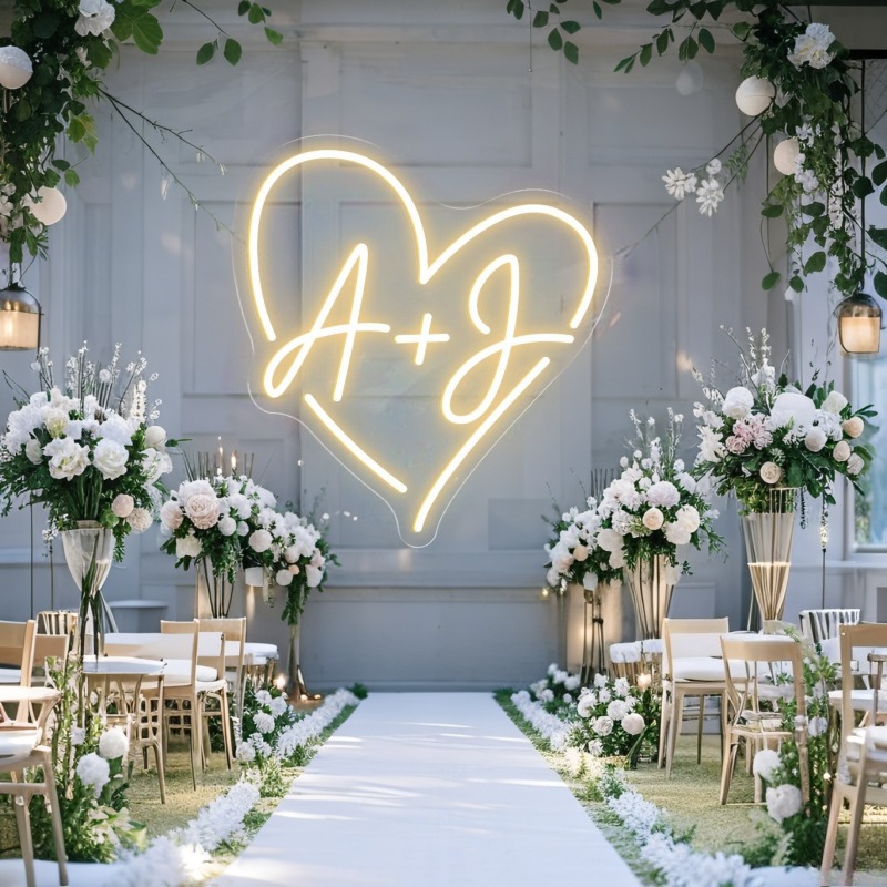 Custom Initials Heart LED Neon - Halloween Party Supplies recension och pris