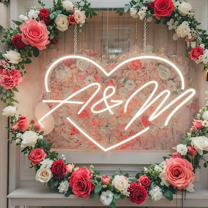 Custom Initials Heart LED Neon - Halloween Party Supplies recension och pris