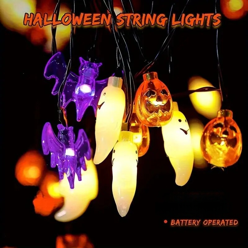 Cute Pumpkin Bat Ghost Hallowe - Halloween Led String Lights Orange recension och pris