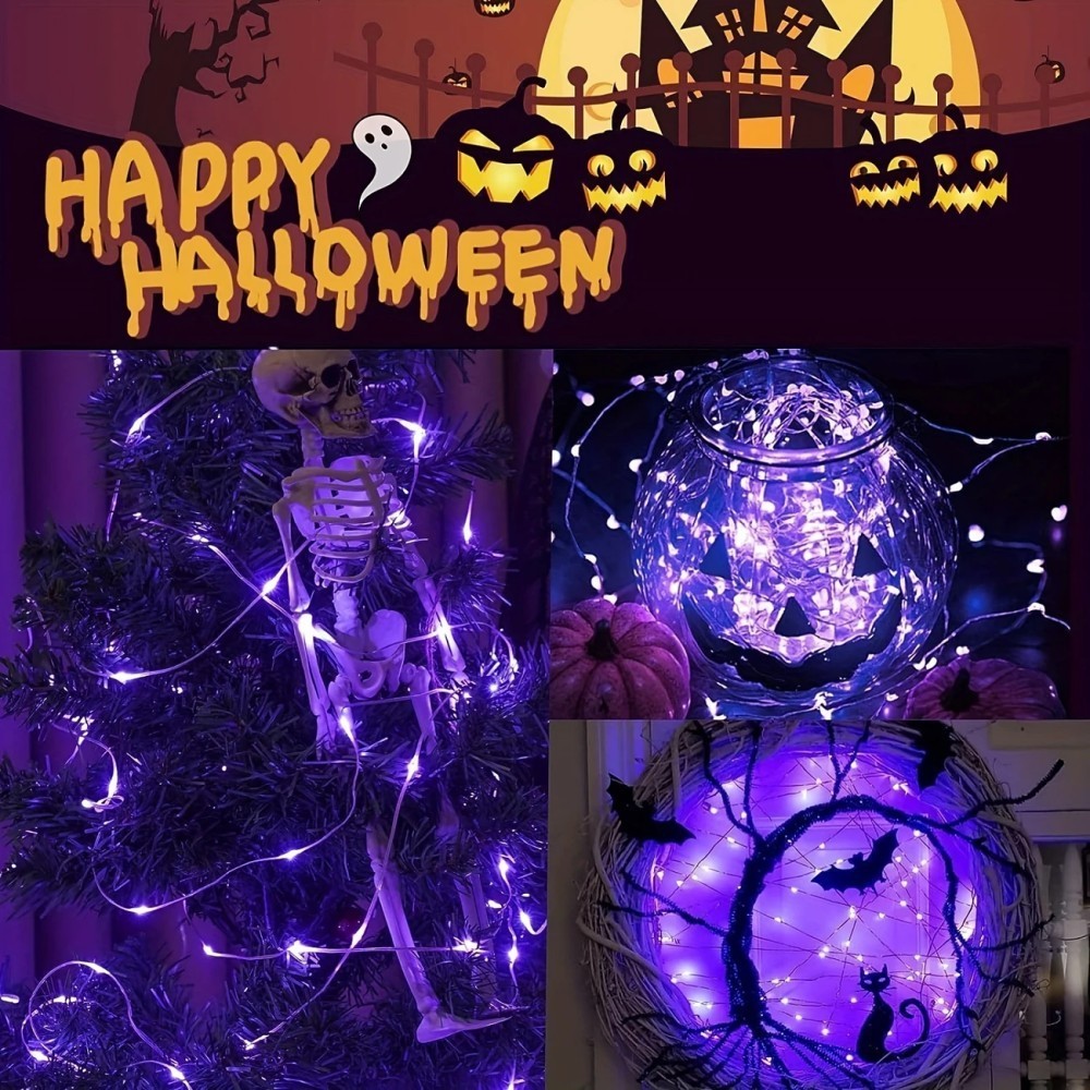 1PC 12M100LED Halloween Solar  - Halloween Led String Lights Orange recension och pris
