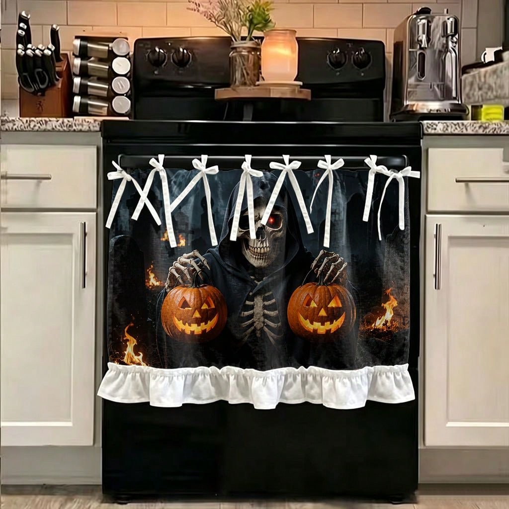 1 Piece Kitchen Stove Curtain  - Pumpkin Lantern Halloween recension och pris