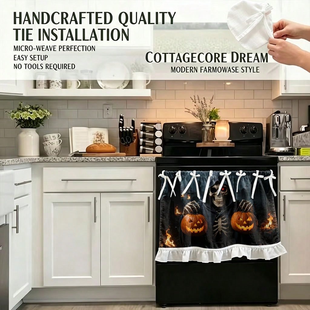 1 Piece Kitchen Stove Curtain  - Pumpkin Lantern Halloween recension och pris