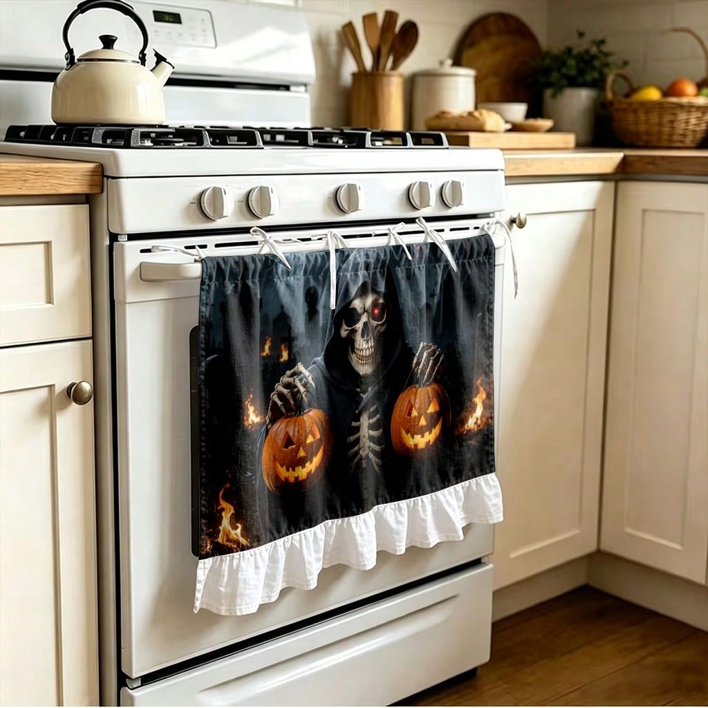 1 Piece Kitchen Stove Curtain  - Pumpkin Lantern Halloween recension och pris