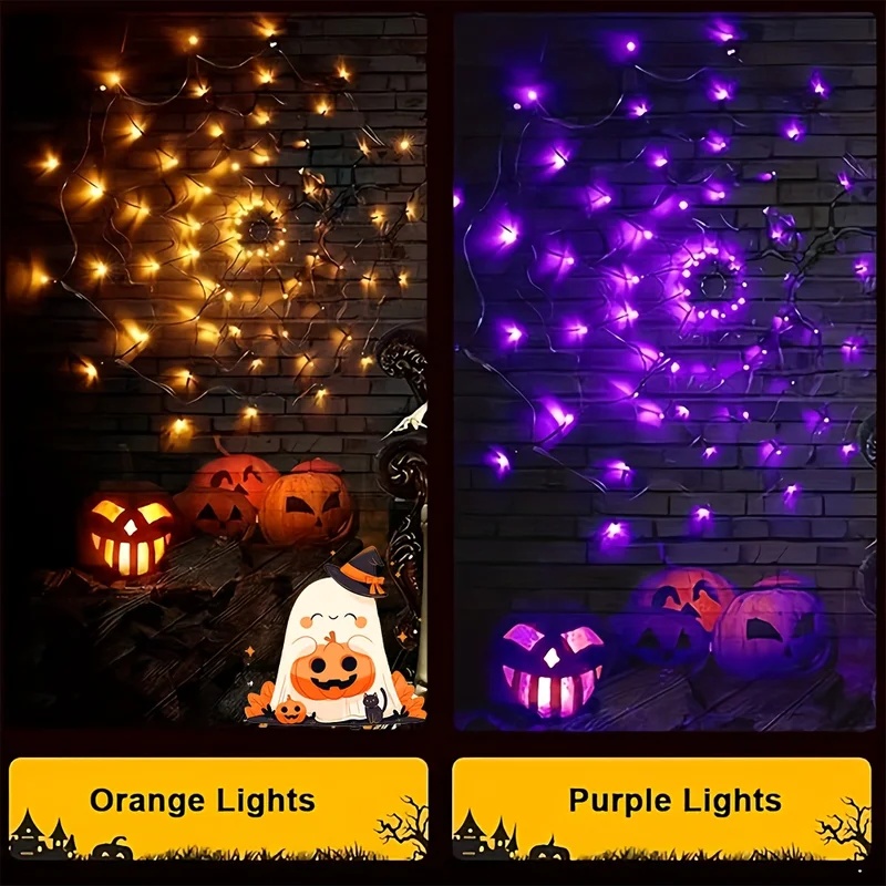 Halloween Spider Web LED Strin - Halloween Led String Lights Orange recension och pris