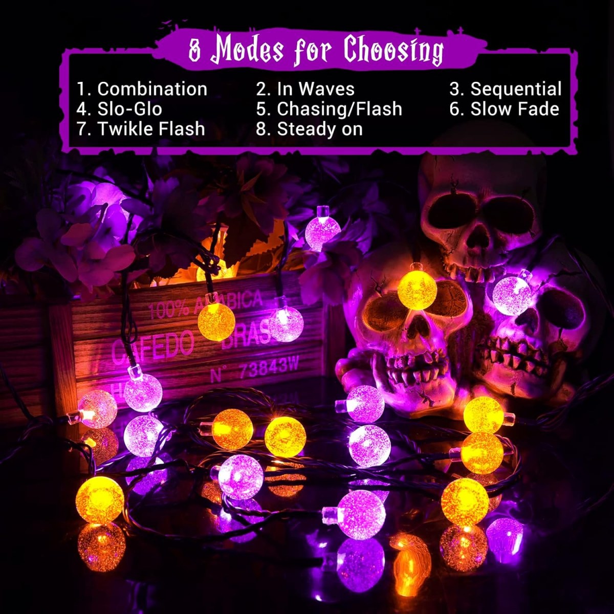 1pc 12m 100 LED Halloween Purp - Halloween Led String Lights Orange recension och pris