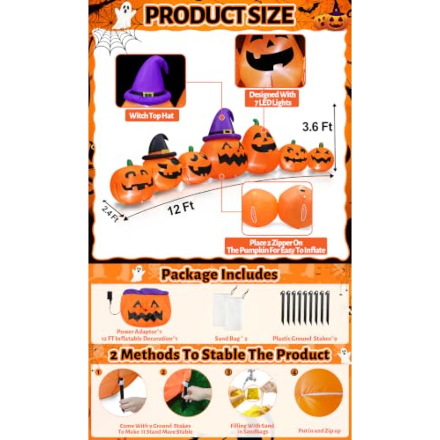 Outdoor Halloween inflatable p - Halloween Pumpkin Decor Led recension och pris