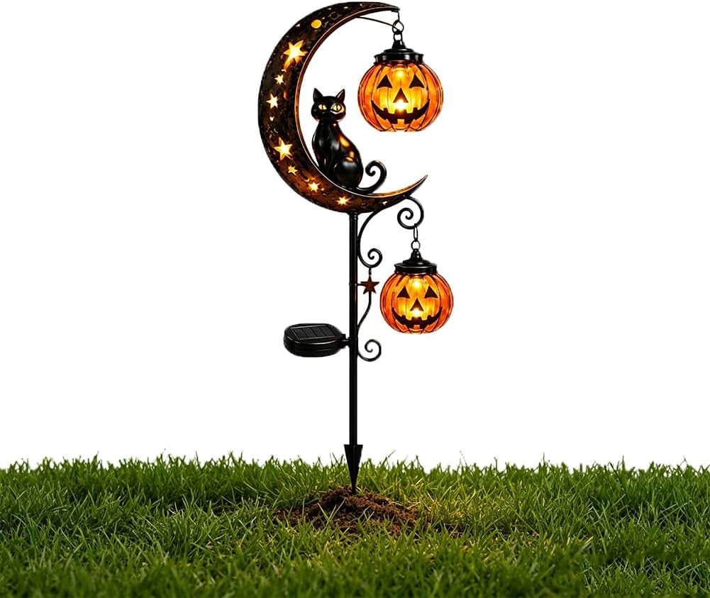 Solar Halloween Black Cat Pump - Halloween Pumpkin Decor Led recension och pris