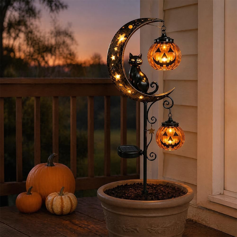 Solar Halloween Black Cat Pump - Halloween Pumpkin Decor Led recension och pris