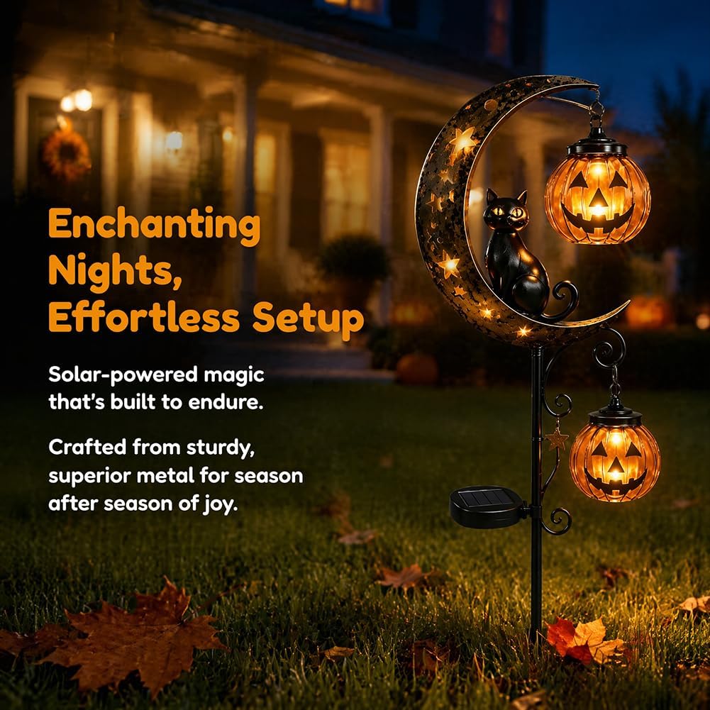 Solar Halloween Black Cat Pump - Halloween Pumpkin Decor Led recension och pris